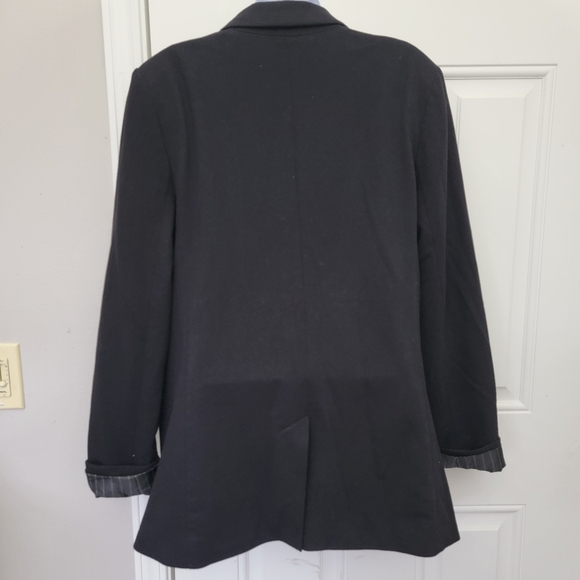 NWOT Express Black One Button Flip Cuff Long Jacket Blazer Stretchy Career Large - Picture 6 of 12